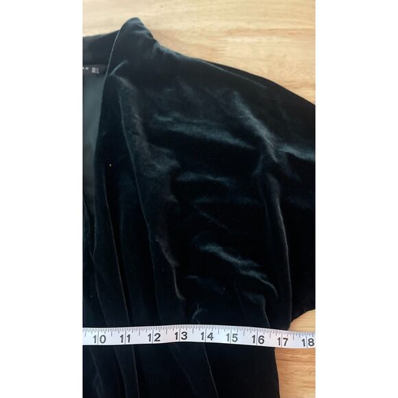 ZARA Woman Emerald Velvet Pullover Belted Knee Length Dress Size Medium - Picture 8 of 12